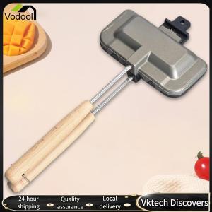 【Vodool】 Sandwich Baking Pan Rectangle Bacon Ham Skillet High Temperature Resistant with Long Handle for Breakfast Pancakes Toast Omelets