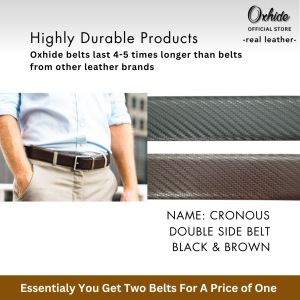 Men Leather Belt Without Buckle- 35mm/30mm Leather Belt Replacement - Leather Belt Strap with holes for clip buckles - Reversible Leather Strap-HPOX