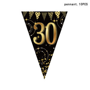 Cross-border black and gold birthday party supplies pennant party decoration arrangement first-year digital birthday pennant