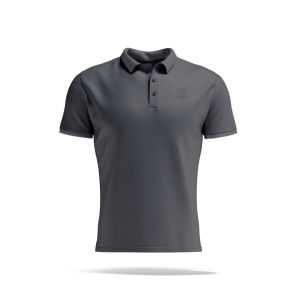 KREST Kaos Polo Shirt Abu Tua Dark Grey Baju Kerah Premium