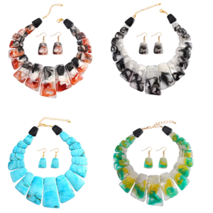 Elegant Resin Necklace and Earrings Set Artistic Resin Set Including Necklace and Earrings for Fashion Enthusias