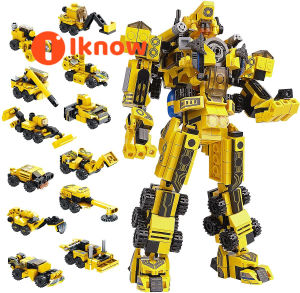 I Know Building Toys For Kids 25-In-1 Engineering Building Bricks Construction Vehicles Kit Transformers Robot Build Blocks Toys For Age 5 6 7 8 9 10 11 12 Year Old Boys Girls & Kids ของขวัญที่ดีที่สุด