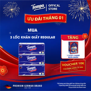 [COMBO 3 LỐC REGULAR] Khăn giấy bỏ túi cao cấp Tempo Regular - 4 lớp bền dai - Thương hiệu Đức (10 gói/Lốc)