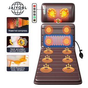 JAIYORL Massage Mat with Detachable Massage Pillow Airbag Massager Kneading Heating Vibrator for Neck Back Leg Pain Relief Whole Body Massage Machine Mattress Pad Foldable