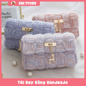 [Có Video HD] Túi Đeo Chéo Tự Đan Túi Handmade Bằng Sợi Ruy Băng Siêu Hot Đầy Đủ Phụ Kiện Đan Túi DIY - EB49