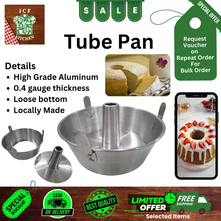 JCF KITCHEN STORE Heavy Duty Tube Cake Pan Small/Medium/Large Loose  Bottom Pan Chiffon Cake Pan Gauge Thickness High Grade Aluminum 