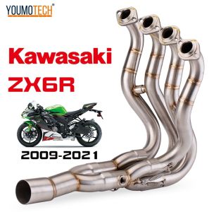 For Kawasaki ZX6R ZX636 2009-2024 Motorcycle Full System Exhaust Link Pipe Modified Elbow Escape Moto Tube Slip-on Front Link Pipe Nick Pipe Stainless Steel Ninja ZX-6R
