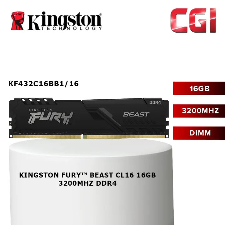 Kingston FURY 16GB 3200MHz DDR4 CL16 288-Pin DIMM (KF432C16BB1/16)