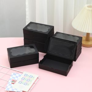 MARINI 10/20pcs Nướng bánh Hộp giấy kraft Bao bì quà tặng Cửa sổ trong suốt mở Hộp kẹo Hộp Đồ Tráng Miệng Đồ dùng tiệc