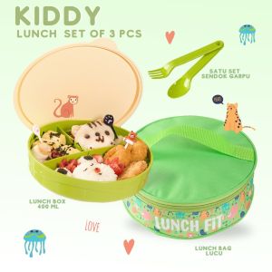 Hannah Kiddy Lunch Bag Set Of 3 Pcs/Tas bekal makan simple