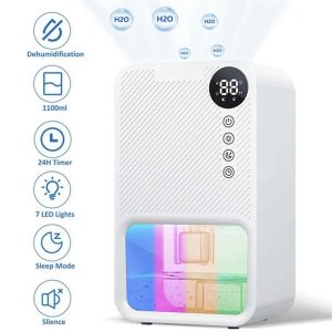 Dehumidifier serap air Anti Lembab  1100ML Purifier Serap Air  Kapasitas Besar Penyerap Kelembapan  Portabel Serap lembab dehumidifier  Pembersih Waktu Warna-warni Lampu  Senyap Pengering Udara Untuk  Anti Lembab Dryer  Absorber Dehumidifier Rumah