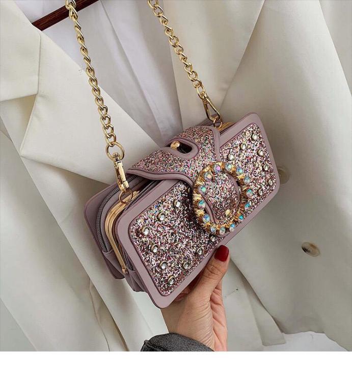 BELIBAG Tas pesta mewah elegan Ada tali panjang Slingbag glitter