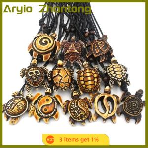 Aryio Mens Carved Sea Turtles Pendant Necklaces Vintage Turtle Jewelry Couple Necklace