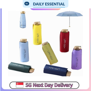 【DAILY ESSENTIAL】 Mini Folding Umbrella with Sun-Shading Canopy and Carry Sleeve