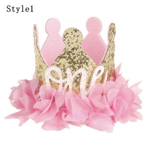 ZYJC Cute Sequins Floral Baby Crown Hairband Party Hat Photography Props Birthday Headwear