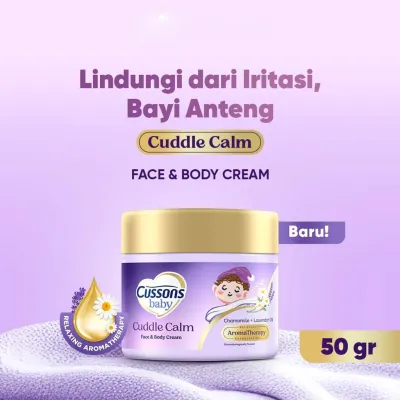 Cussons Baby Cuddle Calm Face & Body Cream 50gr – Chamomile & Lavender Oil Krim Bayi Cegah Iritasi & Bayi Anteng