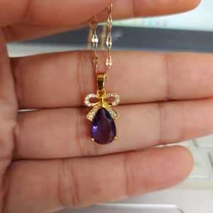 Kalung Titanium Pita Ungu: Aksesori Gaya Kasual & Elegan