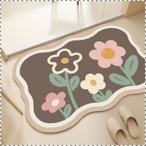 เสื่อกันลื่น ทนต่อสิ่งสกปรก ไม่ต้องล้าง พรมปูพื้น วัสดุนุ่มสบาย โคลนซิลิโคน ดูดซับน้ำ มัลติฟังก์ชั่น