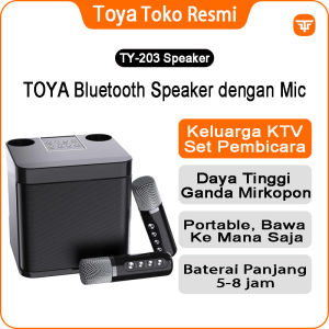 TOYA Bluetooth Speaker dengan Mic Speaker bluetooth karaoke Toya ty-203 Bluetooth Speaker 2 MIC HD sound quality 6.0 inci/10W