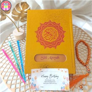 ALQuran Cover Emas Premium  Ukuran A5 Free Kalam & Tasbih Mutiara Premium FREE Custom Nama Terjemah dan Non Terjemah