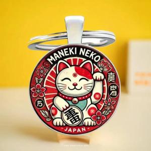 [haoh] 1 3 5Pcs Japanese Good Luck Charm Zinc Alloy Key Ring Maneki Neko Lucky Cat Keychain For Car Keys Bag Pendant Gift