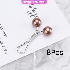 8Pcs คลิปหนีบเอวกางเกง แขนเสื้อ ปรับขากางเกง ปรับความยาว หัวหมุดประดับมุกเทียม Fashion Pins