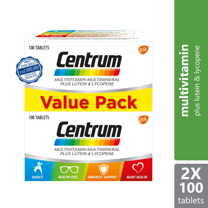 Centrum Multivitamin 100s x 2 multivitamin + multimineral plus lutein