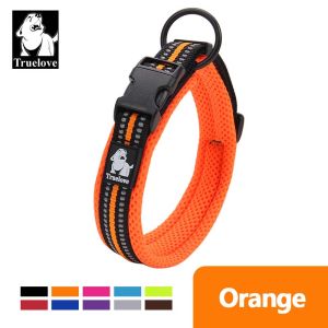 (Orange) TRUELOVE Adjustable Dog Collar Nylon Mesh Padded Pet Collar Reflective for Dog Training Outdoor Comfortable Dog Necklace for Pet