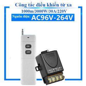 [REMOTE LỚN] Công tắc ĐEN điều khiển từ xa RF433 30A 12VDC 220VAC - Bật tắt bơm nước máy rửa xe.