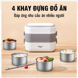 Hộp Cơm Cắm Điện 2 Tầng 4 Ngăn Inox Giữ Nhiệt Cao Cấp Hâm Nóng Nhanh Tiện Lợi