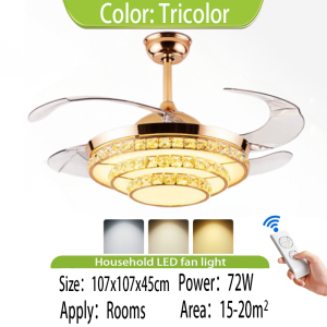 42 Inch Luxury LED Invisible Ceiling Fan Light/6-Speed/Remotes 3color Dimming/LivingRoom/DiningRoom Ceiling Fan Lights