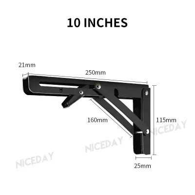 2PCS Adjustable Wall Mounted Triangle Folding Angle Bracket Spring Type Table Shelf Bracket