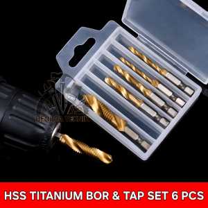 HANDTAP SET 6PCS HAND TAP MESIN DRILL & TAP BOR SET 6 PCS ALAT DRAT MATA BOR DRAT MESIN SET
