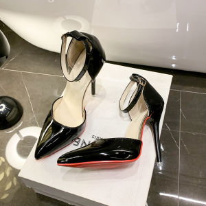 Free Shipping 36-46 Large Size WomenS Shoes New Style 45 12Cm Red-Soled High Heels For Women 44 Closed-Toe Shallow-Mouth One-Strap Sandals For Women 43