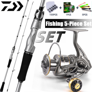 Fishing Rod Set 1.65-2.7M 2 Sections Fishing Rod and Spinning Reel 12+1BB with Line Hook Lure Full Set