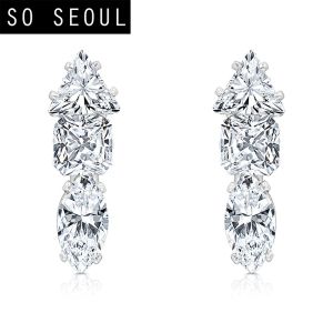 SO SEOUL Gleam Sparkle Triangle Square Marquised Cut Diamond Simulant Stud Earrings