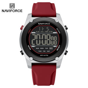 NAVIFORCE Original Mens Digital Watch LCD Display Date Calendar Chronograph Alarm Silicone Strap Night Pattern 50m Waterproof Mens Casual Sports Watch NF7134