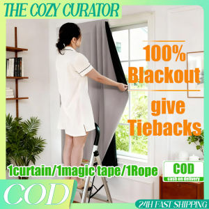 No Punch 100% Blackout Curtains with Black Liner No Gusot Magic Tape Curtains Full Shading