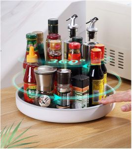 Rotating Spice Holder Shelf 360 Degrees Turntable Organizer Rotatable Seasoning Rack for Bathroom Organizer R1620