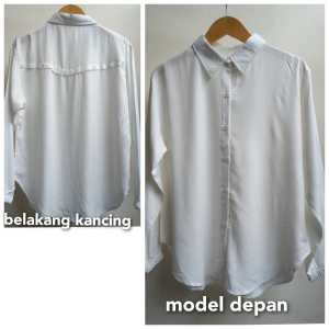 211-090 Kemeja Wanita Lengan Panjang | Kemeja Kantor | Kemeja Oversize | Atasan Kemeja Wanita | Kemeja Basic | Kemeja Rayon twill | kemeja Twill Hitam Putih