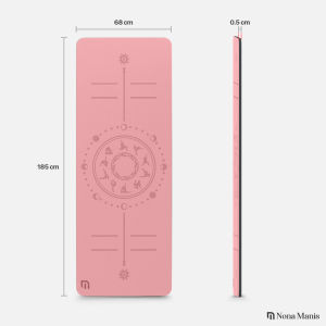 Nona Manis Premium Yoga Mat PU Coconut Fiber Natural Rubber with Alignment Guides Anti-Slip Portable for Yoga Pilates