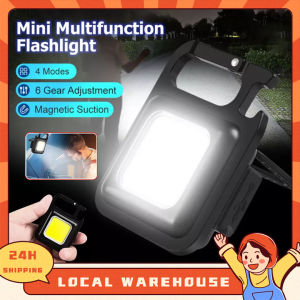 【🇲🇾Stock 】LED Rechargeable FlashLight Pocket Clip Work Light 500 Lumens Mini Flashlight Keychains Portable High-Brightness Corkscrew Keychain Light 30 COB LED Outdoor Camping Small Light