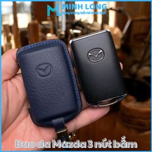 Bao Da Chìa Khoá Ô Tô Mazda MAZ-D3 Cho Xe (CX58 CX30 CX3 2 3 6) Ốp Chìa Khoá Ép Form Da Bò Togo Thật Handmade