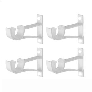 4Pcs Double Curtain Rod Bracket Holder Set Window Track Holder For Bedroom And Home Us