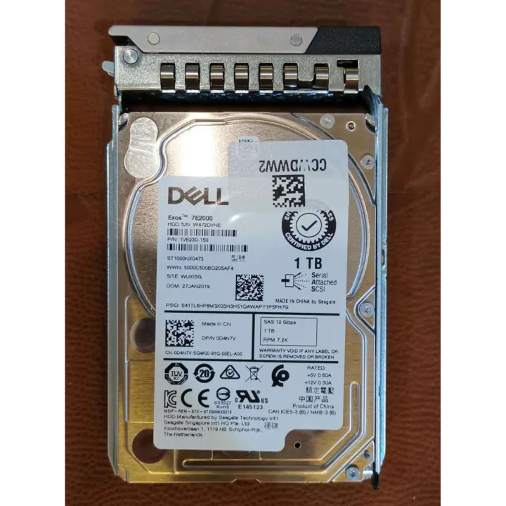 [BOB] Dell Server Seagate Exos 7E2000 ST1000NX0473 - 1TB Hard drive SAS SATA - (With Bracket Tray)