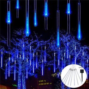LED Meteor Rain Light Christmas Deration Tree Lamp Solar/US Plug Light String Waterproof Raindrop Icicle 30CM/50CM