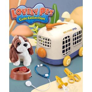 Đồ chơi chăm sóc thú cưng đồ chơi thú bông gồm Xe kéo 1 thú bông Chó bộ đồ ăn và khám bệnh