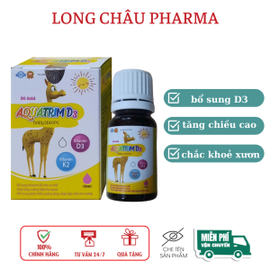 Vitamin D3 K2 Mk7 AQUATRIM giúp bé hấp thụ canxi tăng trưởng chiều cao lọ 10ml