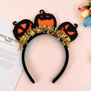 CROSSTIME Pumpkin Halloween Flower Headband Witch Spider Ghost Festival Headpiece Hair Accessory Bowknot Halloween Party Hair Hoop Kids Children Adult