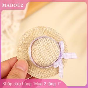 [COD] MADOU2 2pcs thu nhỏ mũ rơm Mini búp bê mũ rơm với Bow hat Nhà búp bê trang trí tay dệt Dollhouse phụ kiện